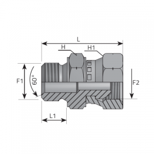 Adaptor male metric- metric swivel female. (AMFDM)